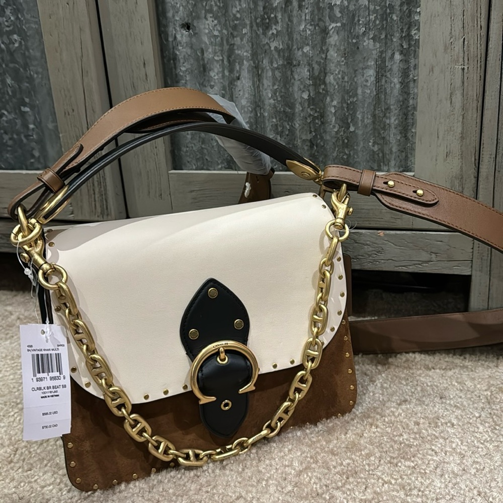 COACH BEAT Shoulder Bag in Colorblock Vintage Khaki Multi w RIVETS NEW, NWT